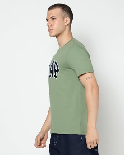 Men's Logo Print Slim Fit Crew Neck T-Shirt, Green, L