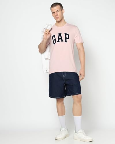 Men's Logo Print Slim Crew Neck T-Shirt, Lt. Pink, L