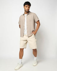 Men's Spread Collar Shirt, Brown, L
