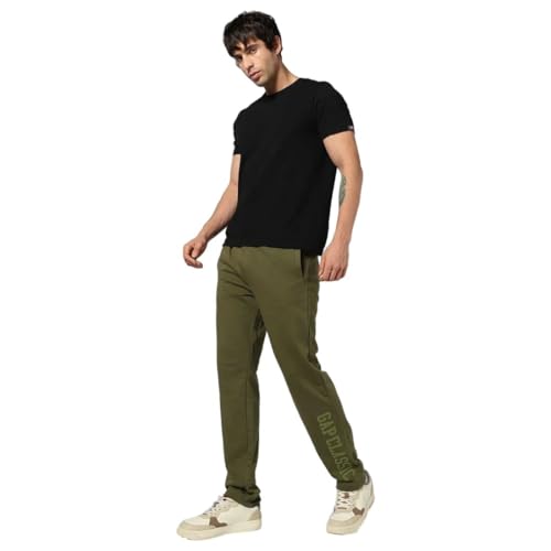 Gap men's logo print track pants featuring a relaxed fit, elastic waistband, and sporty design ideal for casual wear.