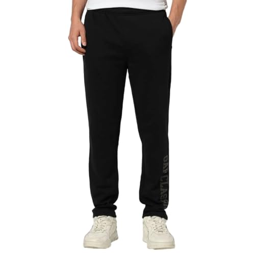 Gap men's logo print mid-rise track pants with athletic fit and side pockets, made from comfortable sportswear fabric.