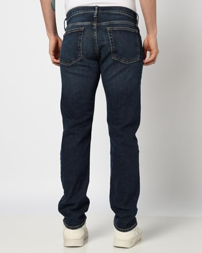Mens Mid-Wash Slim-Fit Jeans, Dark Blue, 30