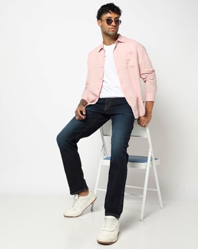 Mens Mid-Wash Straight-Fit Jeans