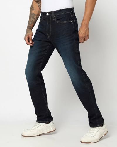 Mens Mid-Wash Straight-Fit Jeans