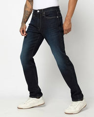 Mens Mid-Wash Straight-Fit Jeans