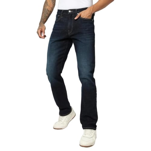 Mens Mid-Wash Straight-Fit Jeans