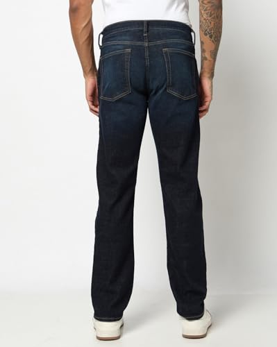 Mens Mid-Wash Straight-Fit Jeans