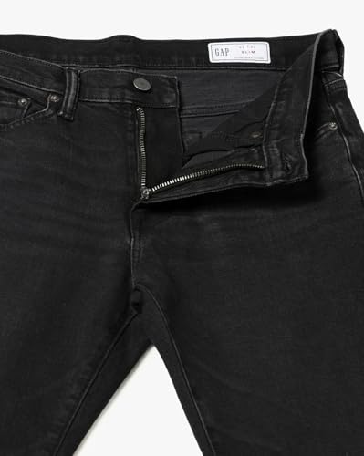 Mens Mid-Wash Slim-Fit Jeans, Black, 36