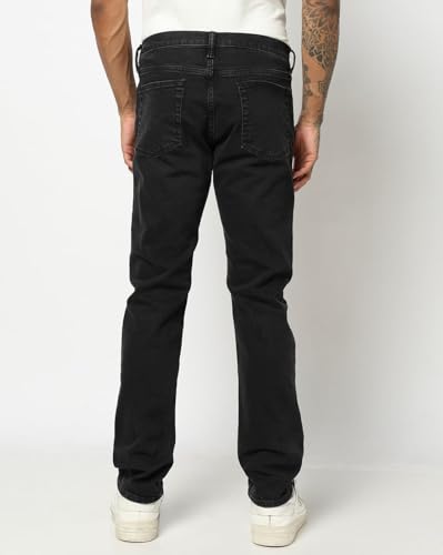 Mens Mid-Wash Slim-Fit Jeans, Black, 36