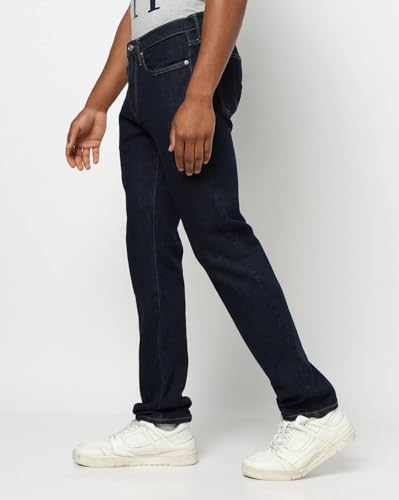 Men's Solid Slim Regular Casual Jeans, Dark Blue, 28