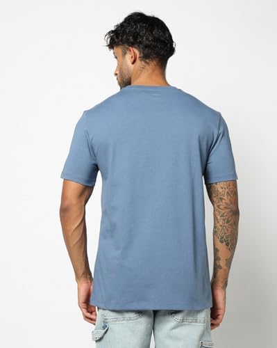 Blue Gap men's printed regular fit round neck half-sleeve T-shirt with colorful design, short sleeves, and comfortable fit.