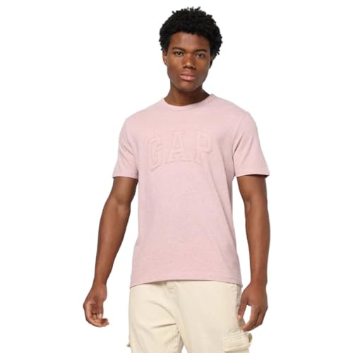 Men's Logo Print Slim Fit Round Neck T-Shirt, LT. Pink, S