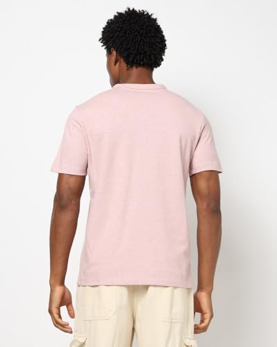 Men's Logo Print Slim Fit Round Neck T-Shirt, LT. Pink, S
