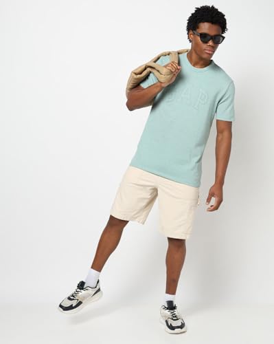 Mens Regular Logo Slim Fit T-Shirts, Aqua, S