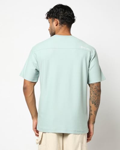 Men's Logo Print Relaxed Fit Crew Neck T-Shirt, Aqua, M