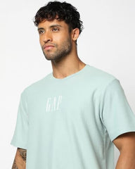 Men's Logo Print Relaxed Fit Crew Neck T-Shirt, Aqua, M