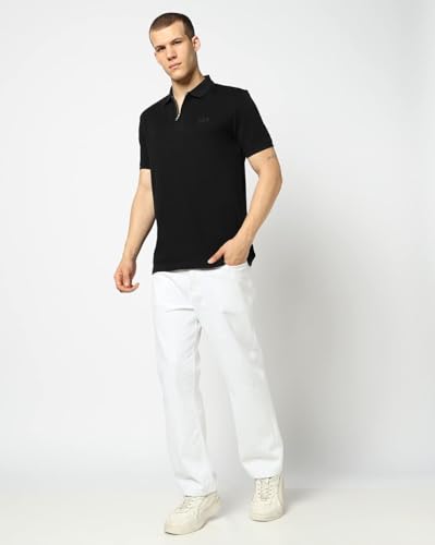 Men's Slim Polo Neck T-Shirt, Black, S