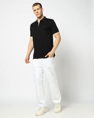 Men's Slim Polo Neck T-Shirt, Black, S