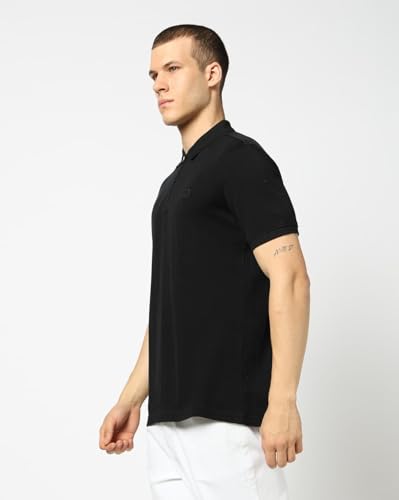 Men's Slim Polo Neck T-Shirt, Black, S