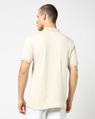 Men's Slim Polo Neck Polo T-Shirt, Off White, S