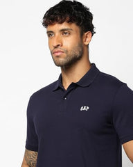 Men's Slim Polo Neck T-Shirt, Navy, XL