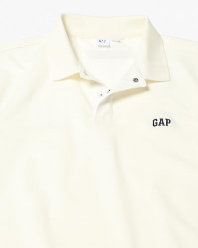 Men's Slim Polo Neck T-Shirt, Off White, L