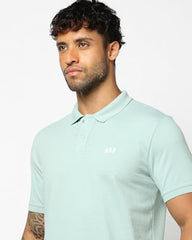 Men's Slim Fit Polo Neck T-Shirt, Aqua, S