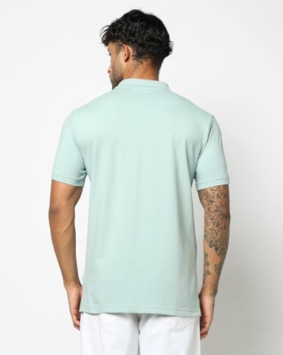 Men's Slim Fit Polo Neck T-Shirt, Aqua, S