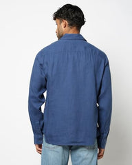 Men's Spread Collar Slim Shirt, Blue, L