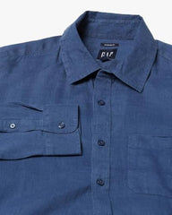 Men's Spread Collar Slim Shirt, Blue, L