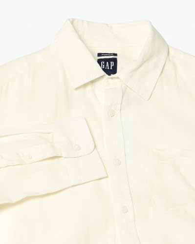 Men's Slim Fit Spread Collar Shirt, Off White, L