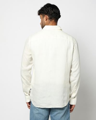 Men's Slim Fit Spread Collar Shirt, Off White, L