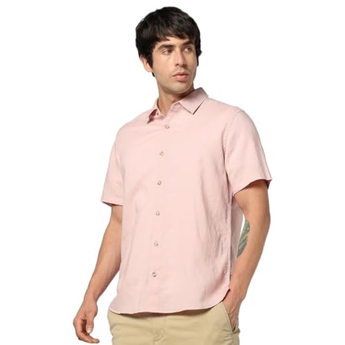 Men's Spread Collar Shirt, Lt. Pink, L
