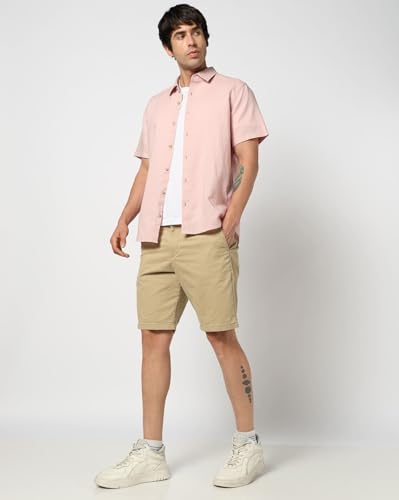 Men's Spread Collar Shirt, Lt. Pink, L