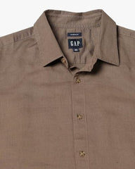 Men's Spread Collar Shirt, Brown, L
