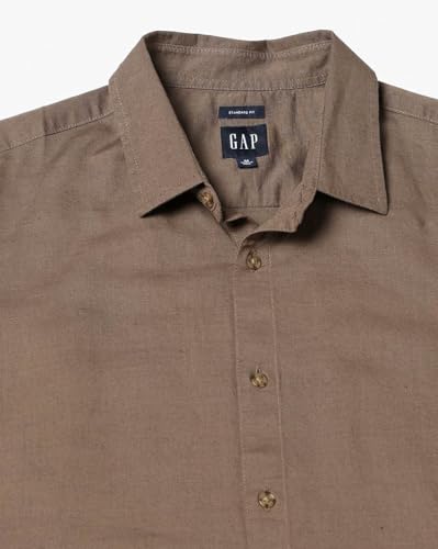 Men's Spread Collar Shirt, Brown, L