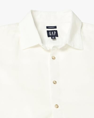 Men's Spread Collar Shirt, Off White, M