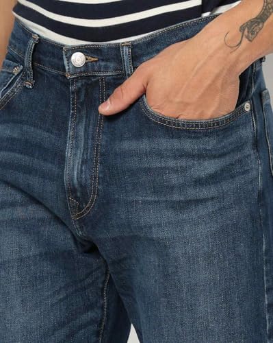 Mens mid Rise Solid Regular Fit Jeans, Dark Blue, 38