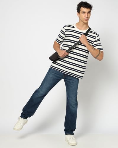 Mens mid Rise Solid Regular Fit Jeans, Dark Blue, 38