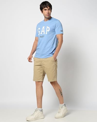 Men's Logo Print Slim Crew Neck T-Shirt, Blue, S