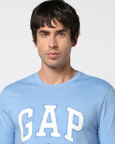 Men's Logo Print Slim Crew Neck T-Shirt, Blue, S
