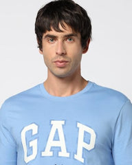 Men's Logo Print Slim Crew Neck T-Shirt, Blue, S
