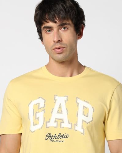 Men's Logo Print Slim Crew Neck T-Shirt, Lt. Yellow, S
