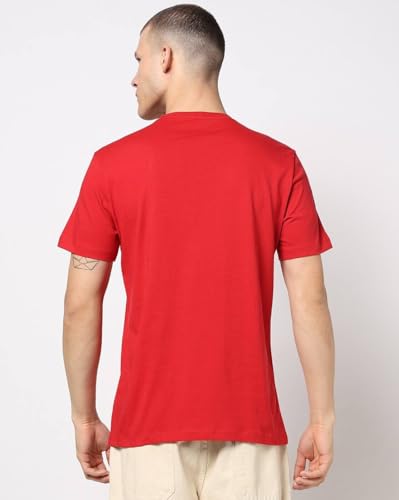 Men's Logo Print Slim Fit Crew Neck T-Shirt, Red, L