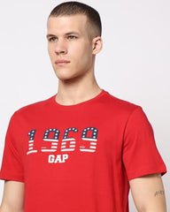Men's Logo Print Slim Fit Crew Neck T-Shirt, Red, L