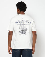 Mens Regular Nautical Relaxed Fit T-Shirts, Off White, L