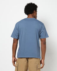Mens Regular Solid Relaxed Fit T-Shirts, Blue, L
