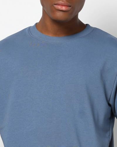 Mens Regular Solid Relaxed Fit T-Shirts, Blue, L
