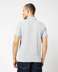 Men's Vertical Stripes Slim Fit Polo Neck T-Shirt, Blue, L