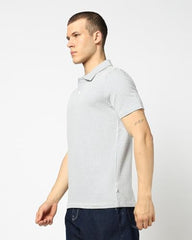 Men's Vertical Stripes Slim Fit Polo Neck T-Shirt, Blue, L